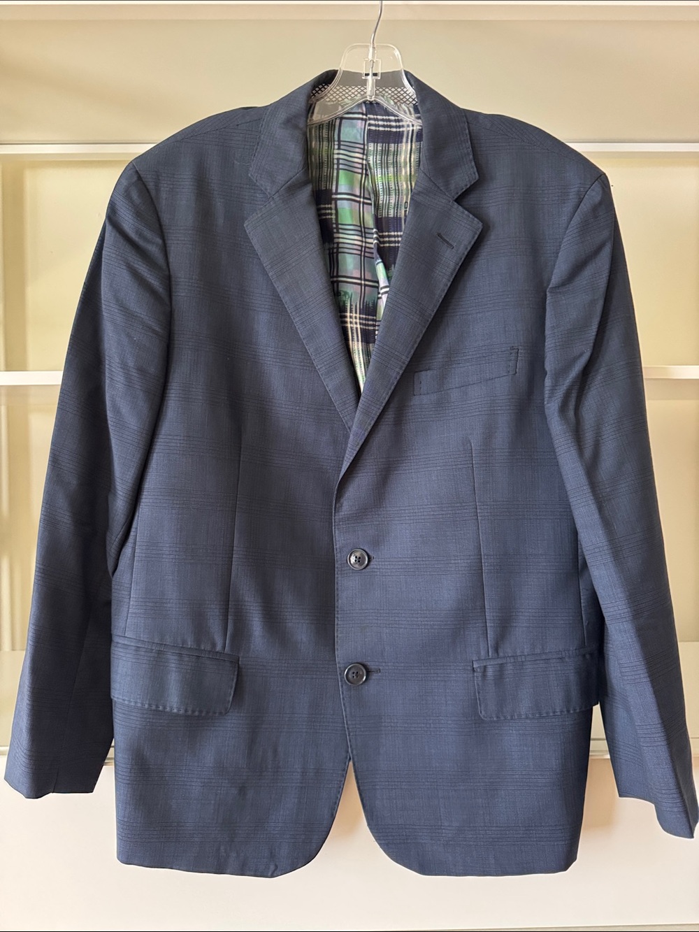 Etro Men's Navy Blue Patterned Two-Button Blazer